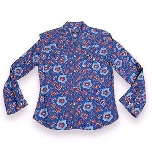 Vintage Ralph Lauren Western Jeans Floral Shirt Small snap button clousure